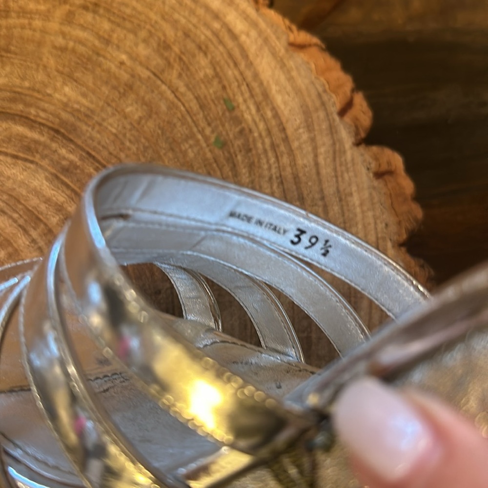 Prada Metallic Silver Brocade Platform Heels - image 7